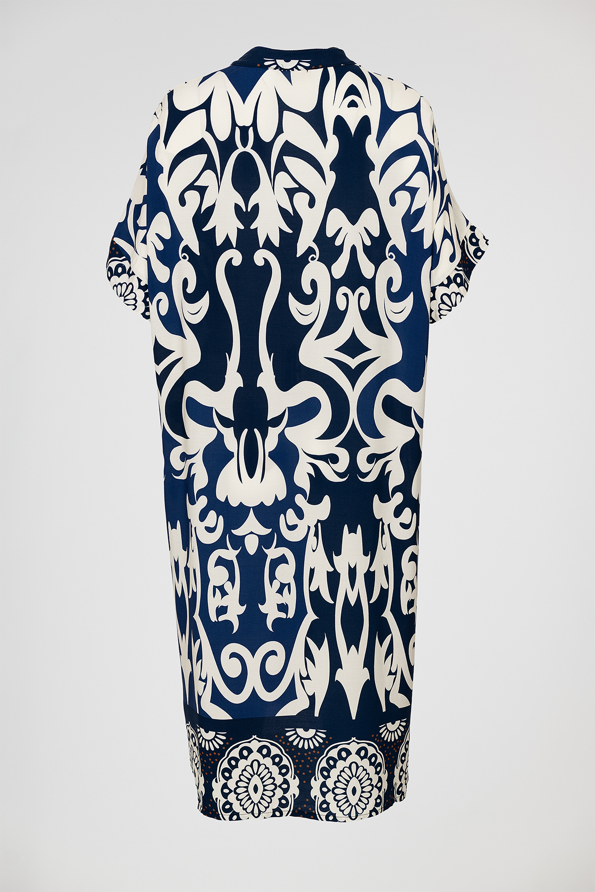Права миди рокля в тъмносиньо с орнаменти - Plus size - Royal Blue