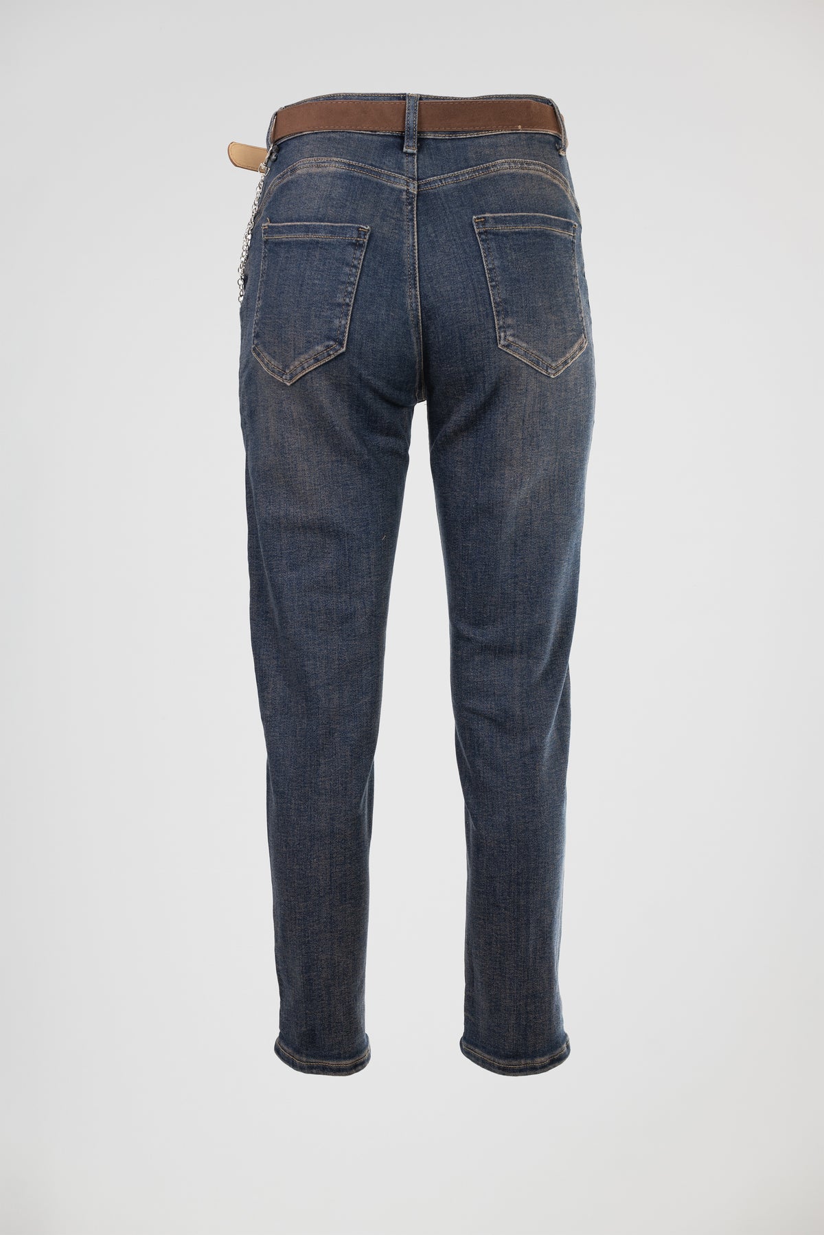 Дамски дънки с висока талия и ръждив ефект – Urban Chain Denim