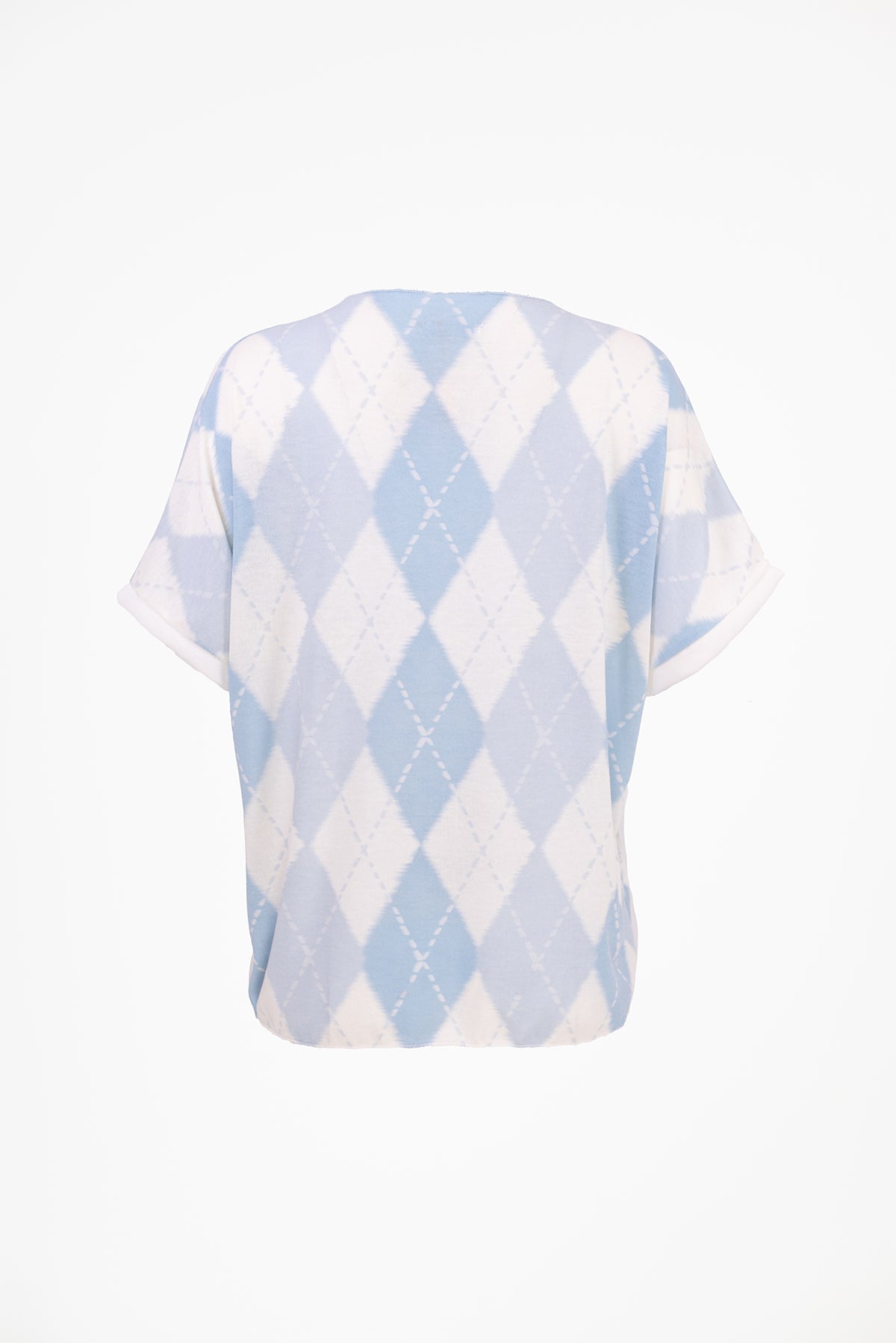 Дамска блуза от фино плетиво с къс ръкав - Argyle Sky