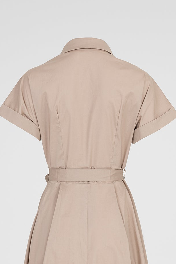 Памучна риза рокля с колан и артистична бродерия - Sand Poetry