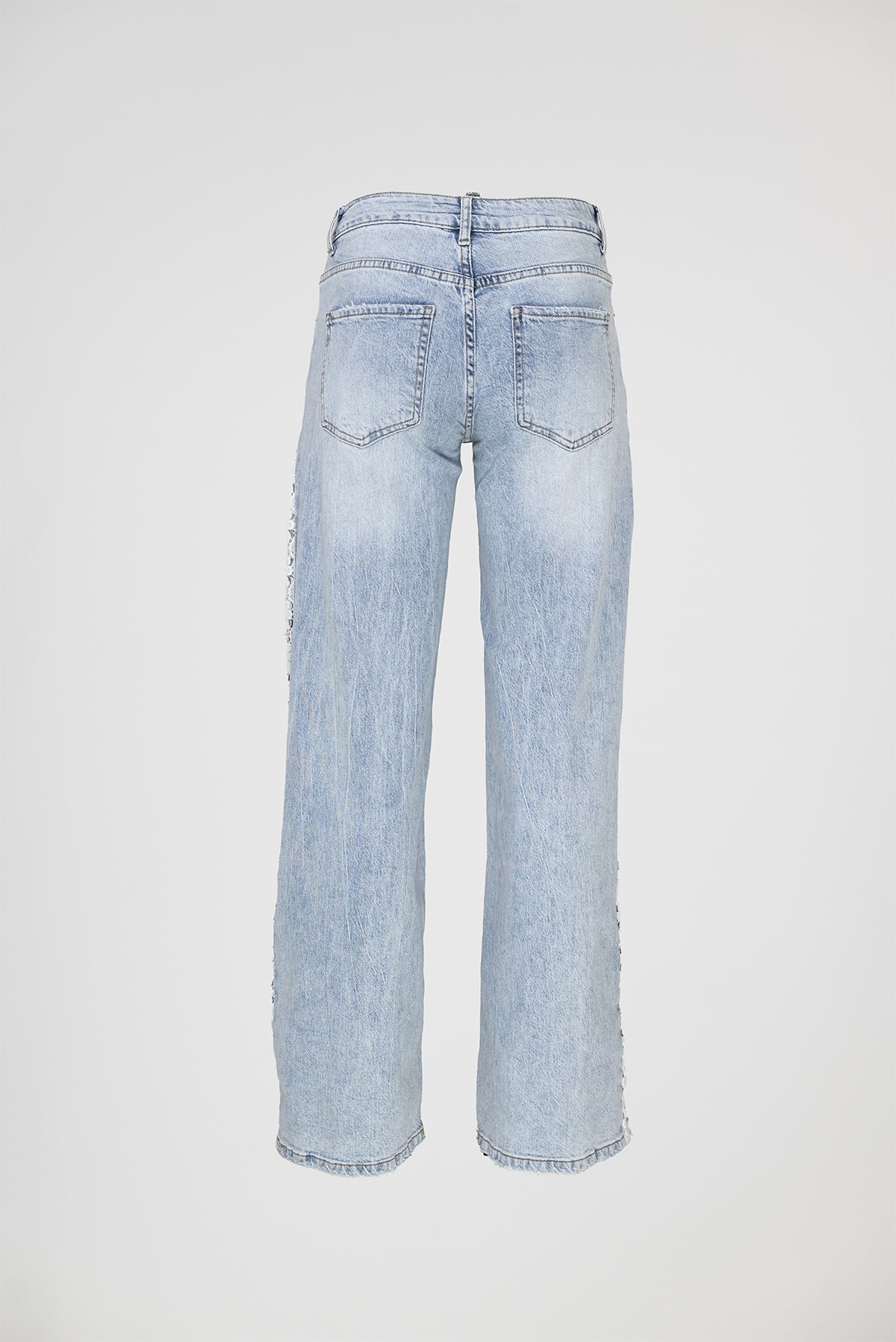 Дамски светлосини дънки с дантела - Lace Drif