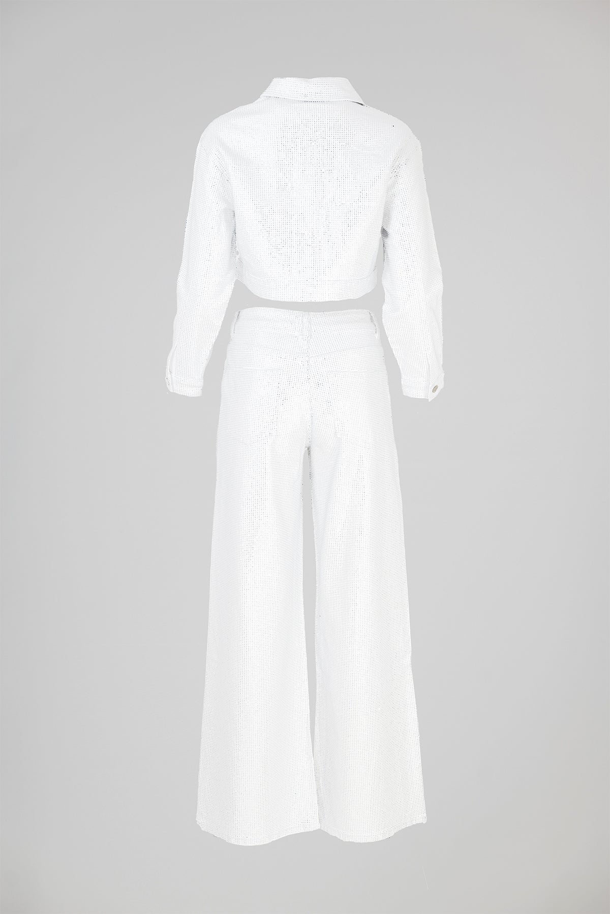 Дамски бял деним комплект с камъни - Crystal Snow