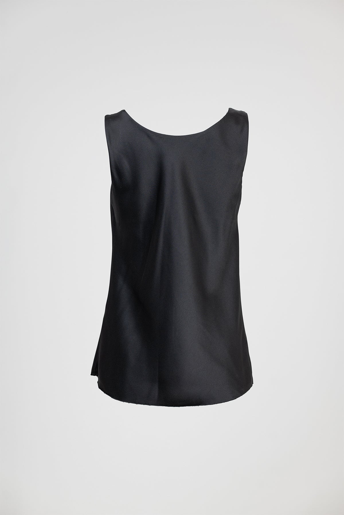 Черен сатенен топ с падащо деколте и изчистена линия - Midnight Silk