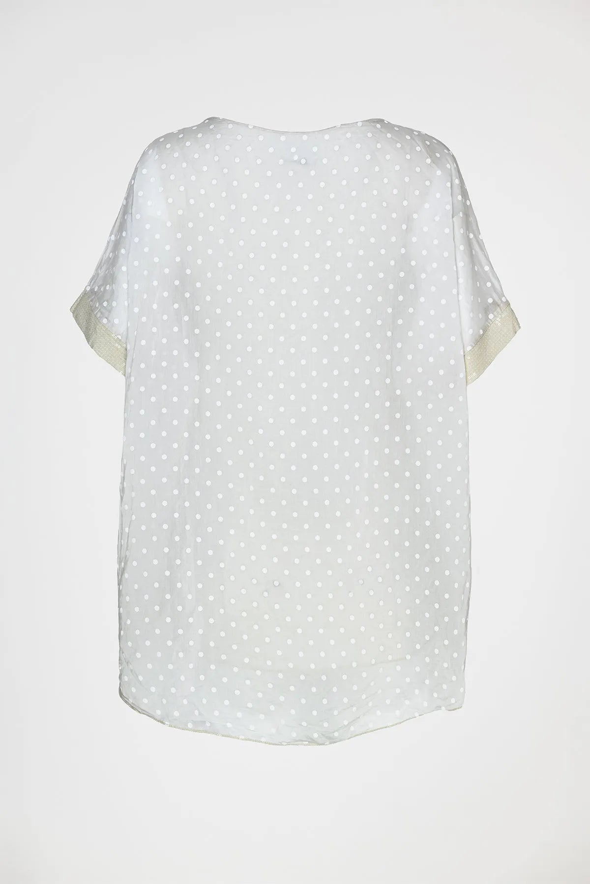 Ефирна бежова туника на бели точки с подплата - Dot Breeze