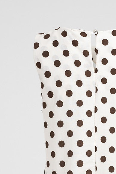 Дамска бeжова миди рокля на точки със скрити джобове – Beige Breeze