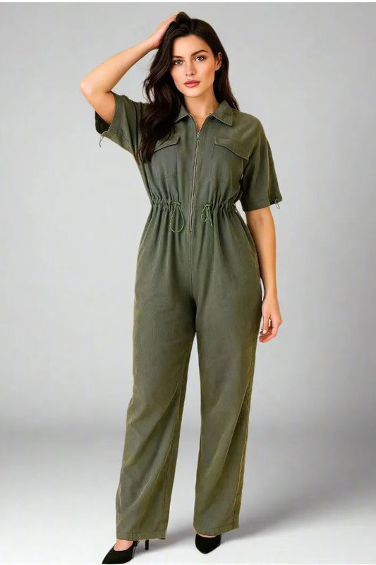 Дамски гащеризон с цип и регулируема талия | колекция есен-зима-гащеризони-6Sense