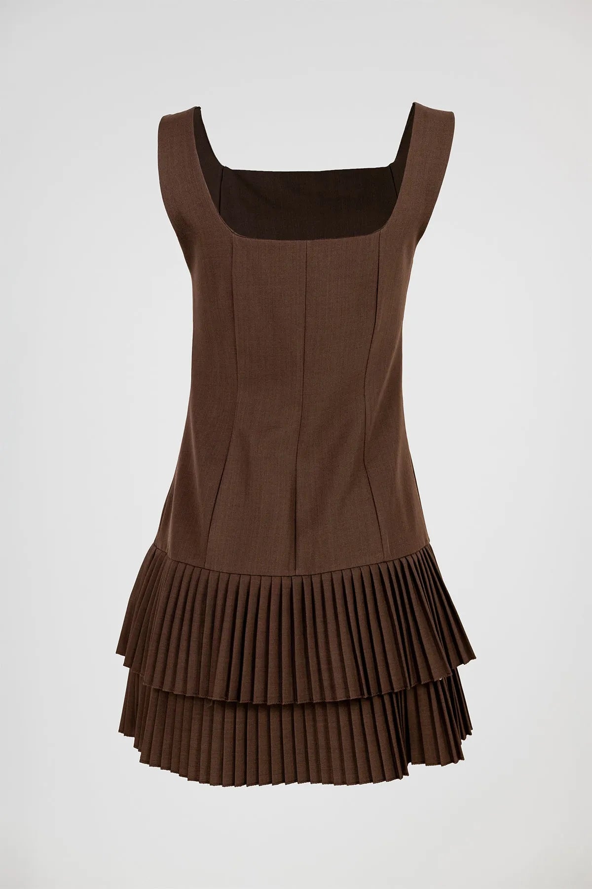 Кафява къса рокля с презрамки - Fiona-рокли-6Sense