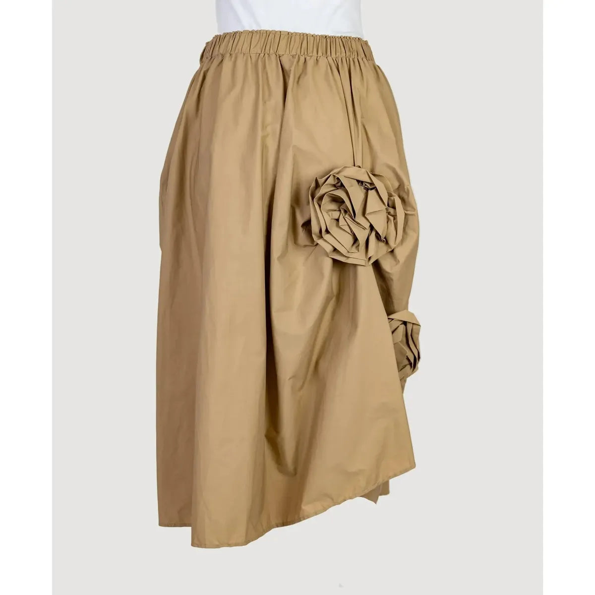 Дамска асиметрична пола - 3D рози в кафяв нюанс | колекция есен-зима 6Sense