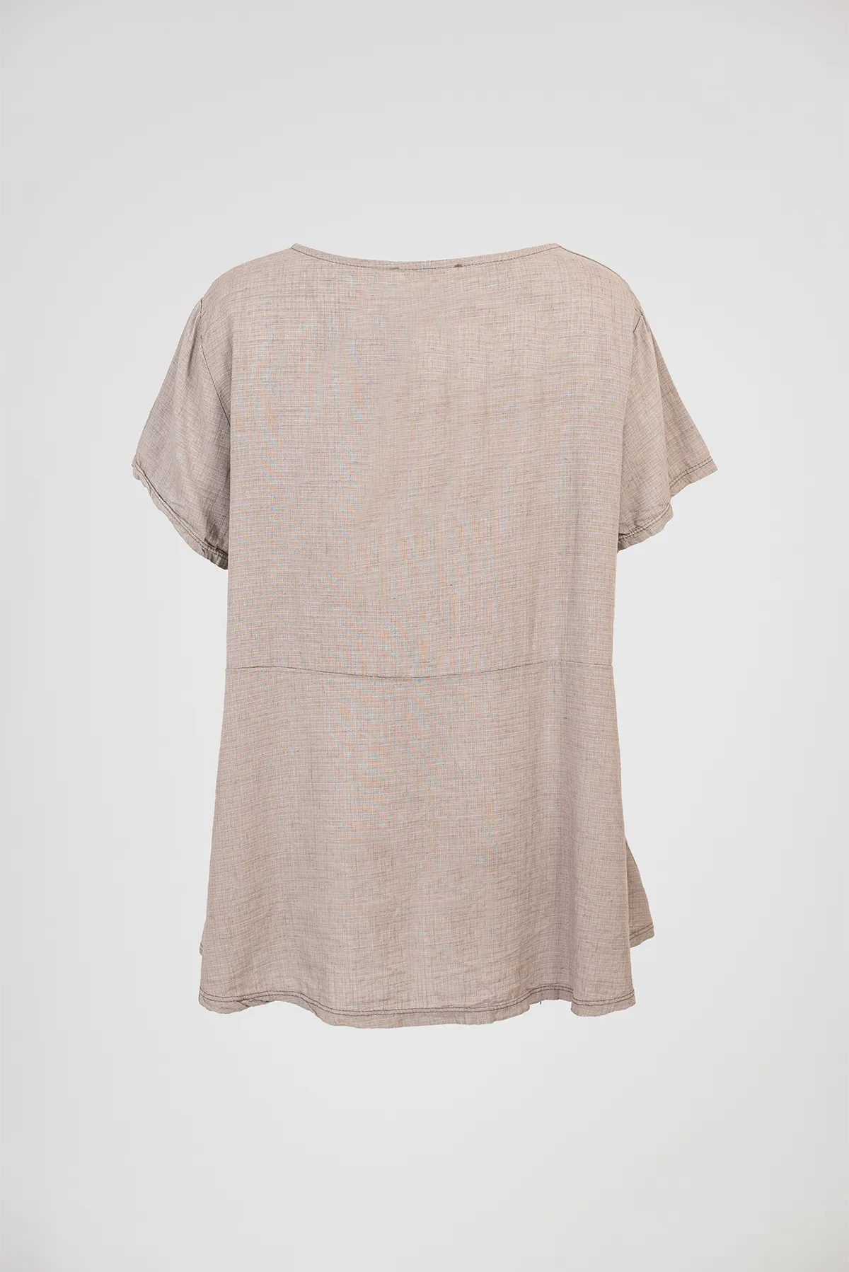 Дамска блуза с къс ръкав - таупе нюанс - Plus Size - Natural Ease-блуза с къс ръкав-6Sense