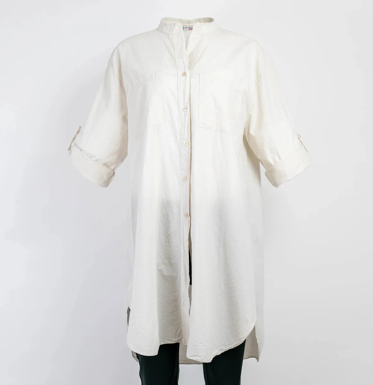 Дамска дълга риза от 100% памук - White cotton-ризи-6Sense