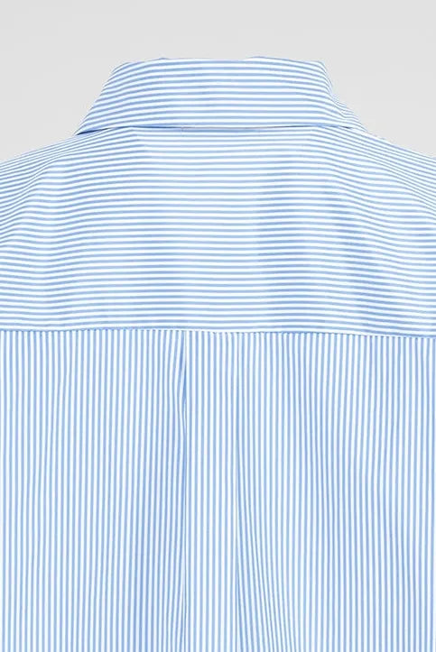 Дамска раирана риза с дантелен акцент Blue Lace-ризи-6Sense