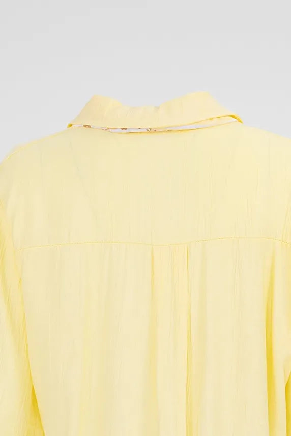 Дамска жълта риза с вратовръзка - Airy Scarf-ризи-6Sense