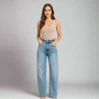 Светлосини дамски дънки с висока талия | колекция есен-зима 6Sense