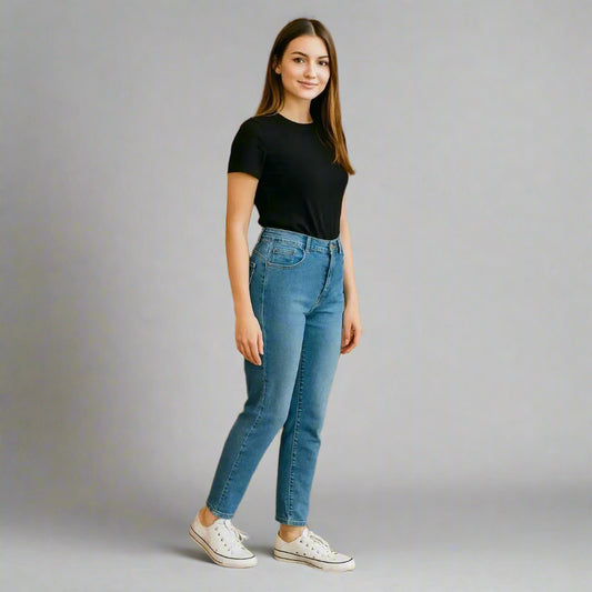 Дамски класически дънки с висока талия | колекция есен-зима 6Sense