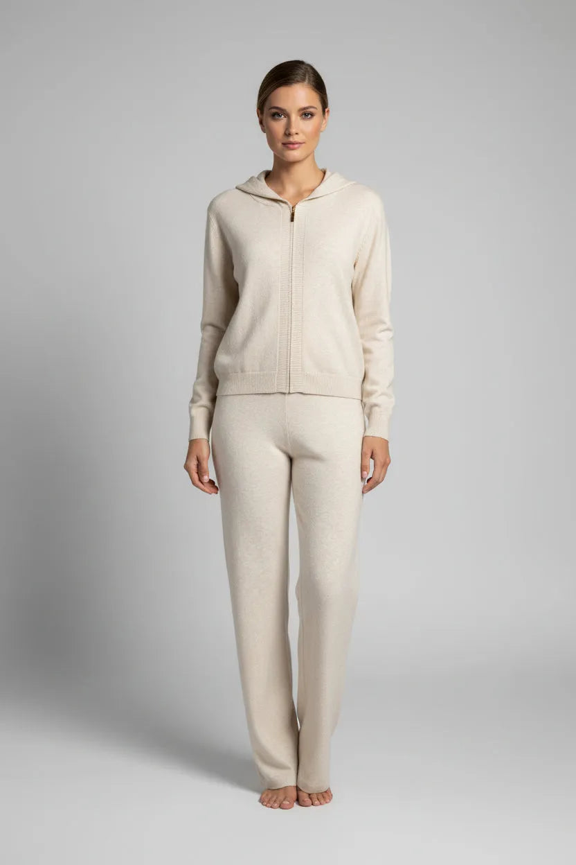 Дамски комплект от фино плетиво в екрю - Azure-комплекти-6Sense