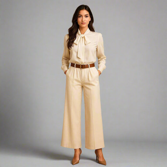 Дамски широк панталон с колан | колекция есен-зима 6Sense