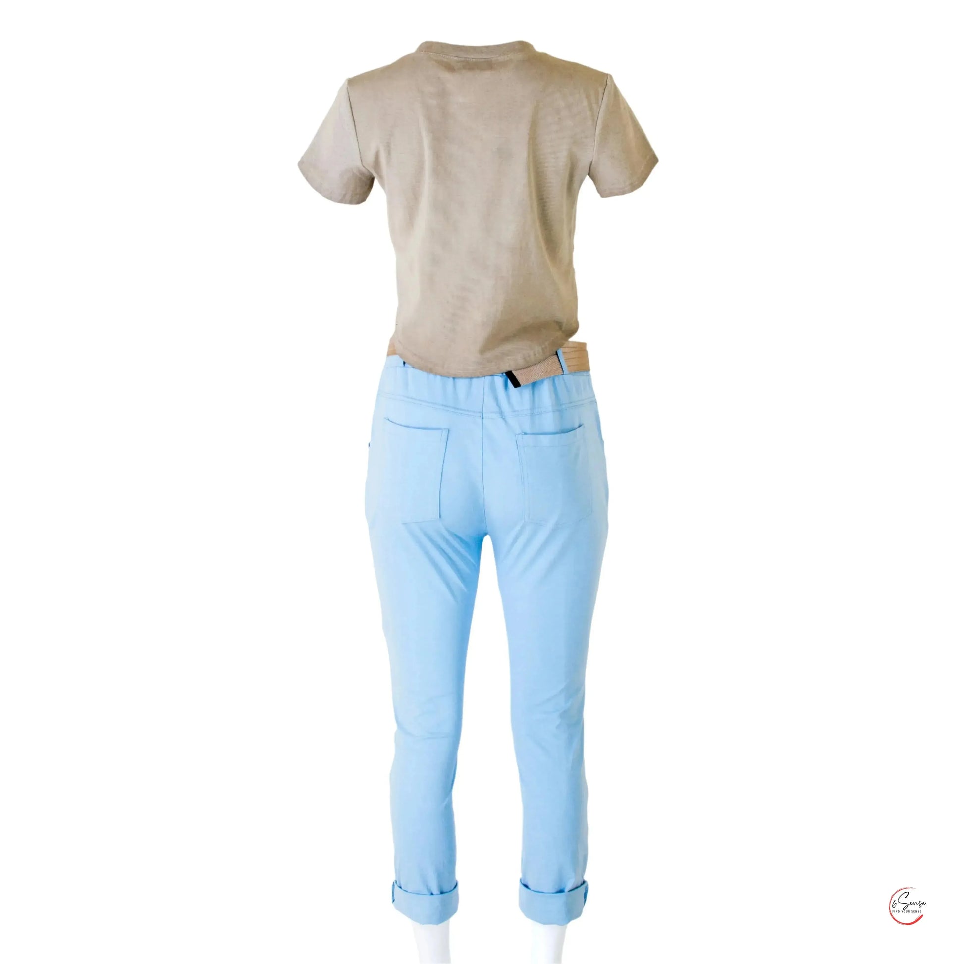 Светлосини дамски панталони с колан Made with Love – Летен шик с доза нежност 💙