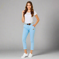 Светлосини дамски панталони с колан Made with Love – Летен шик с доза нежност 💙 6Sense