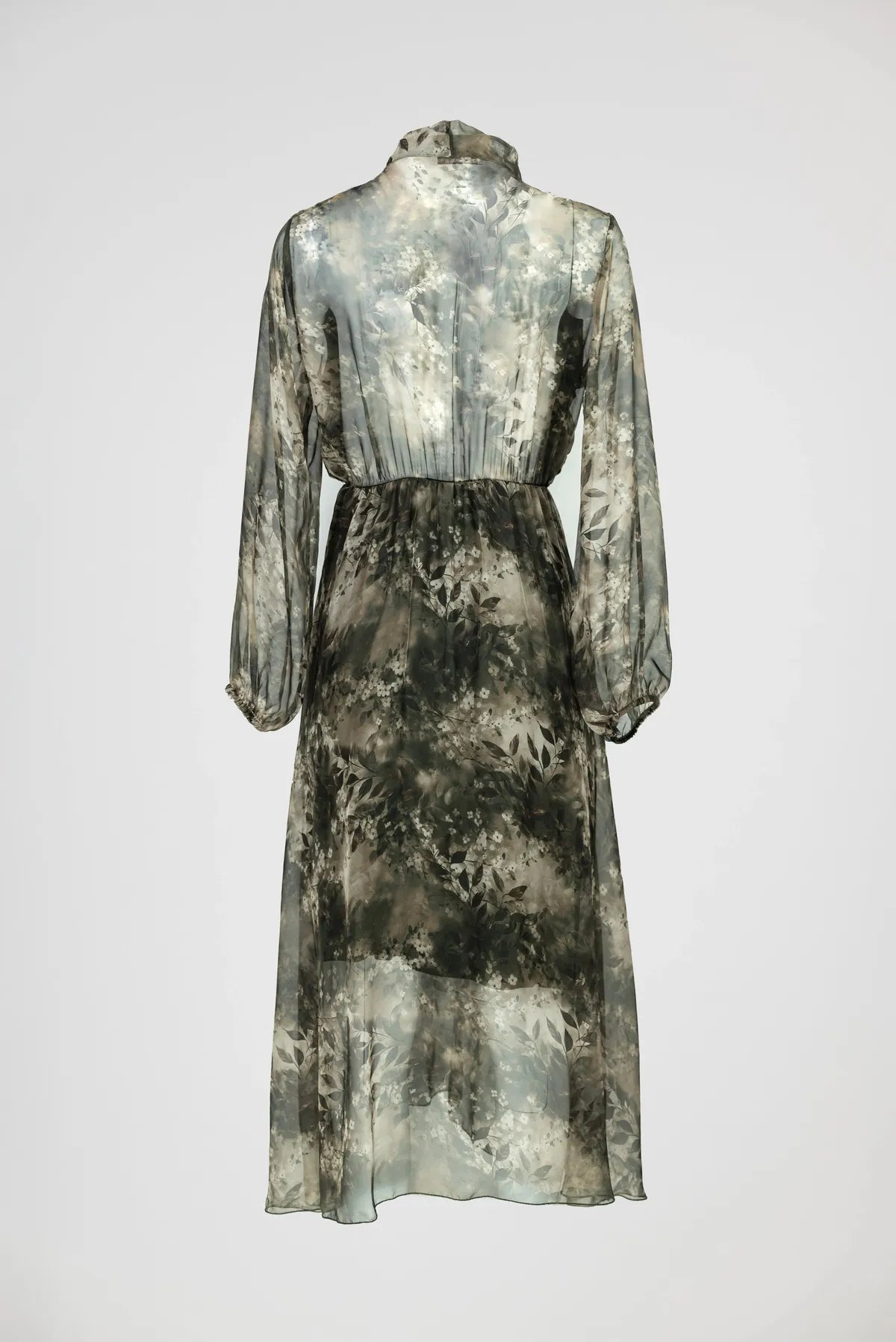 Ефирна рокля с флорален принт и панделка – Forest Whisper-рокли-6Sense