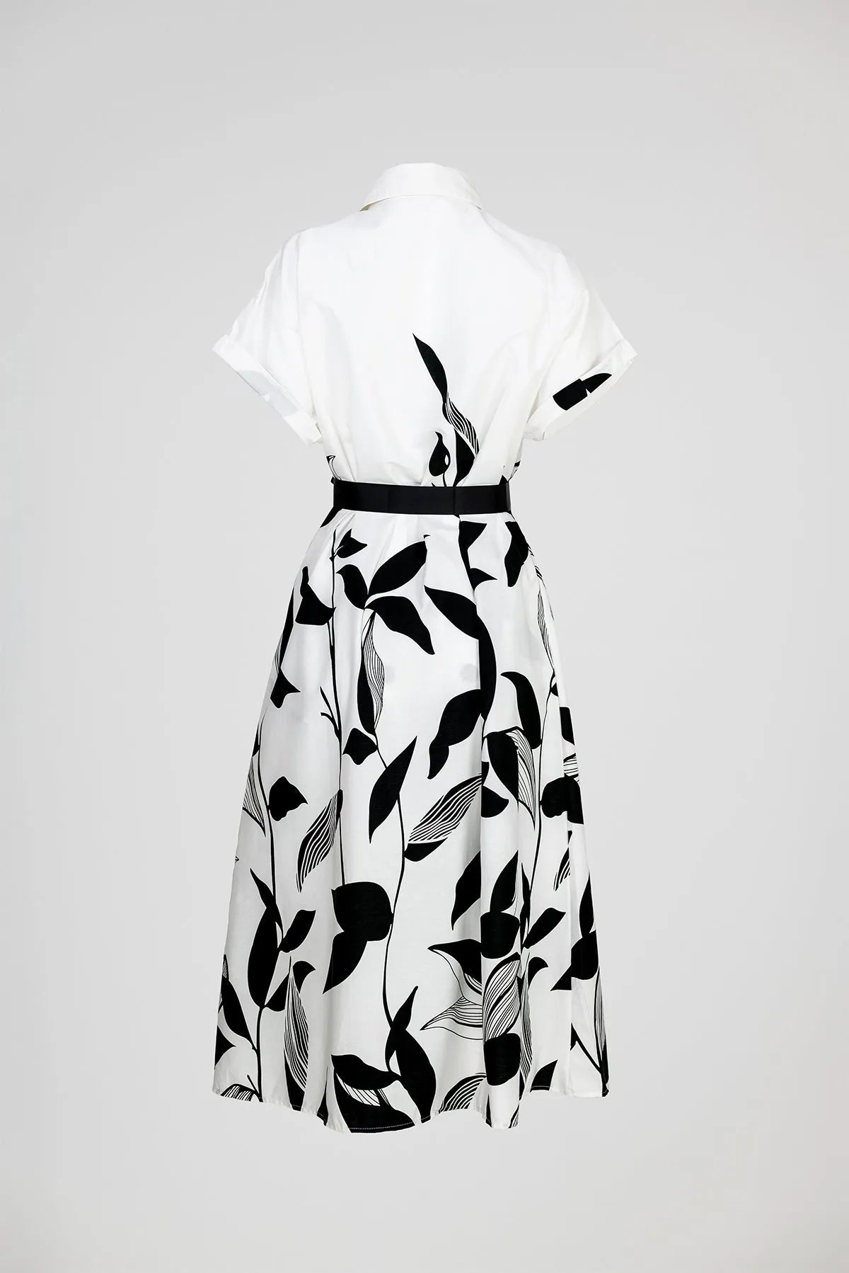 Памучна бяла риза рокля с колан - Plus Size - Noir Bloom-рокли-6Sense