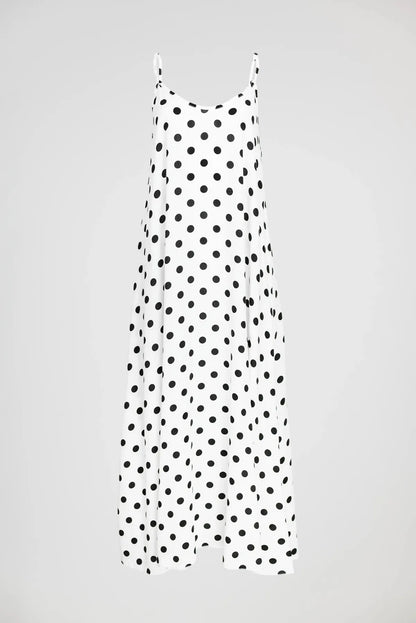 Бяла рокля на точки с презрамки – Ivory Dots-рокли-6Sense