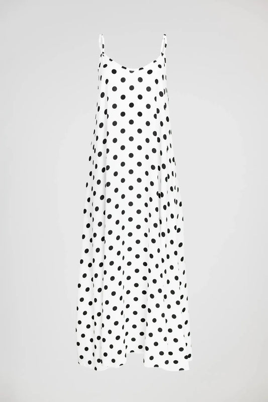 Бяла рокля на точки с презрамки – Ivory Dots-рокли-6Sense