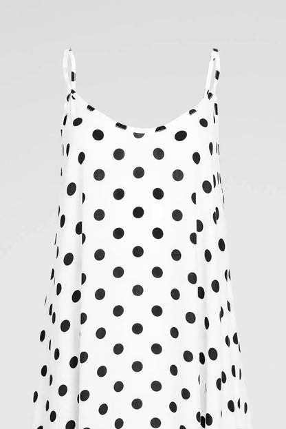 Бяла рокля на точки с презрамки – Ivory Dots-рокли-6Sense
