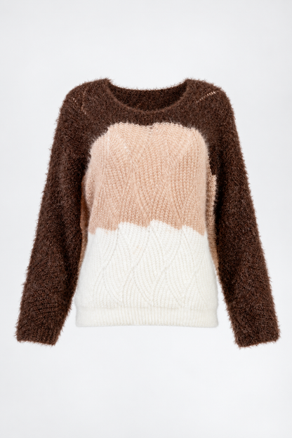 Дамски мохер пуловер трицветен – Tricolor Mohair