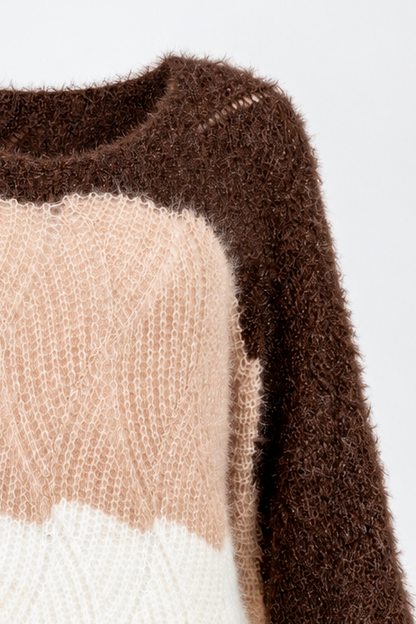 Дамски мохер пуловер трицветен – Tricolor Mohair