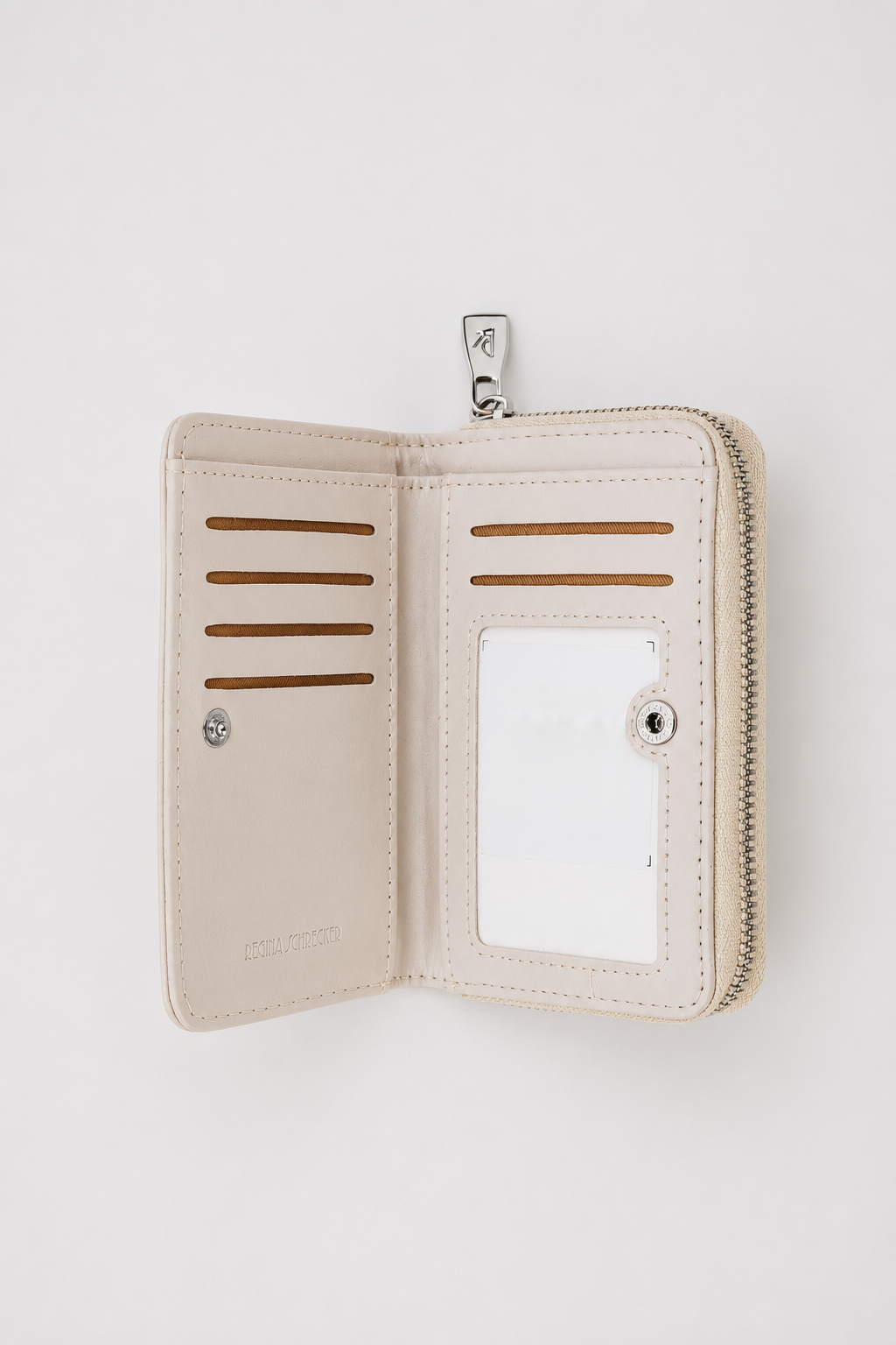 Дамско портмоне от еко кожа с цип екрю – Ivory Compact