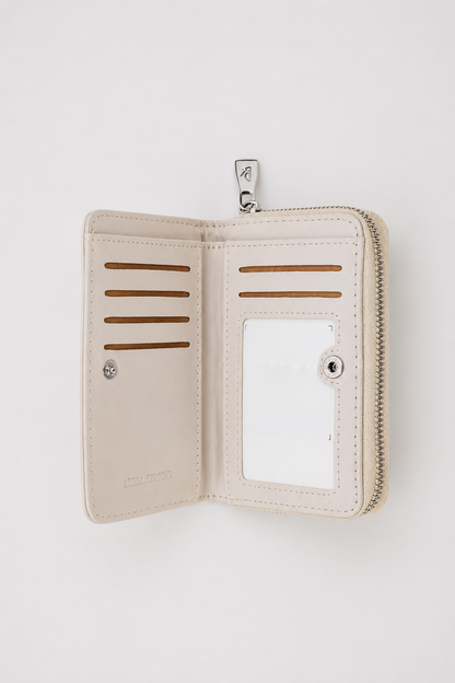 Дамско портмоне от еко кожа с цип екрю – Ivory Compact