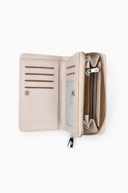 Дамско портмоне от еко кожа с цип екрю – Ivory Compact