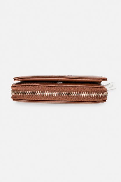 Дамско портмоне от еко кожа с цип – Brown Compact