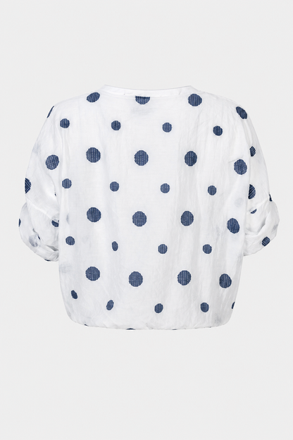 Дамска блуза с връзка и десен на точки от тенсел – Summer Dot