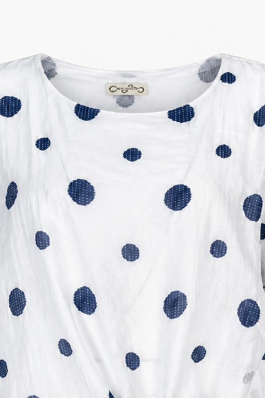 Дамска блуза с връзка и десен на точки от тенсел – Summer Dot