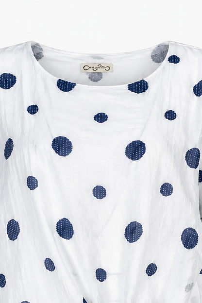 Дамска блуза с връзка и десен на точки от тенсел – Summer Dot