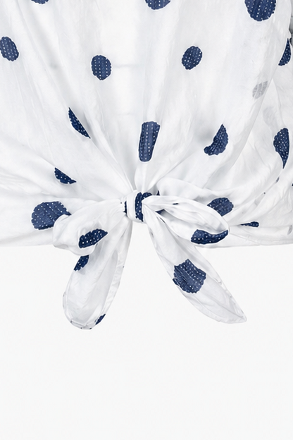 Дамска блуза с връзка и десен на точки от тенсел – Summer Dot