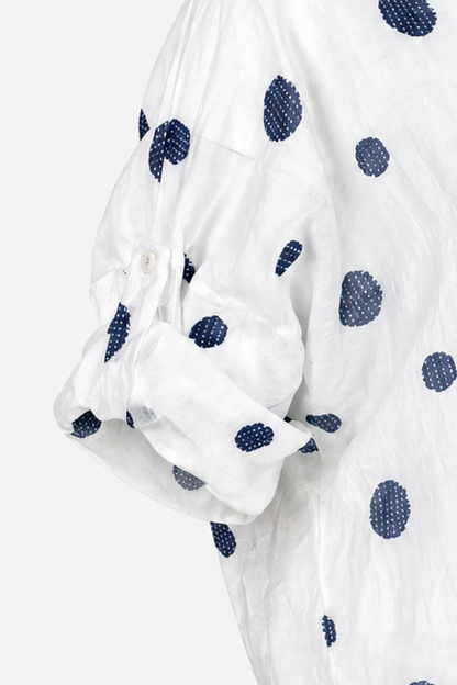 Дамска блуза с връзка и десен на точки от тенсел – Summer Dot