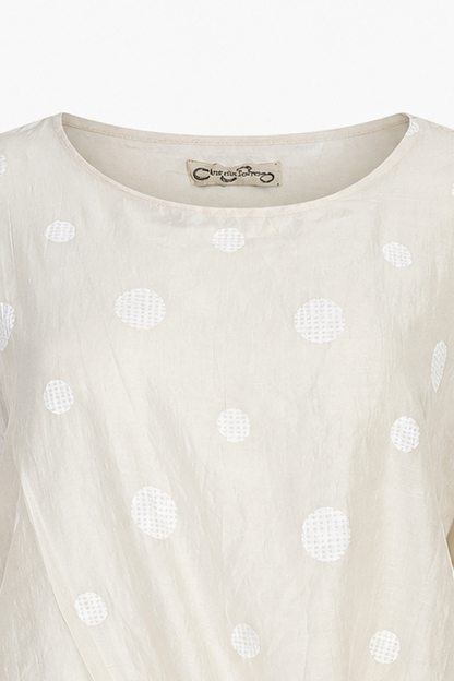 Дамска блуза с връзка и десен на точки от тенсел – Summer Dot