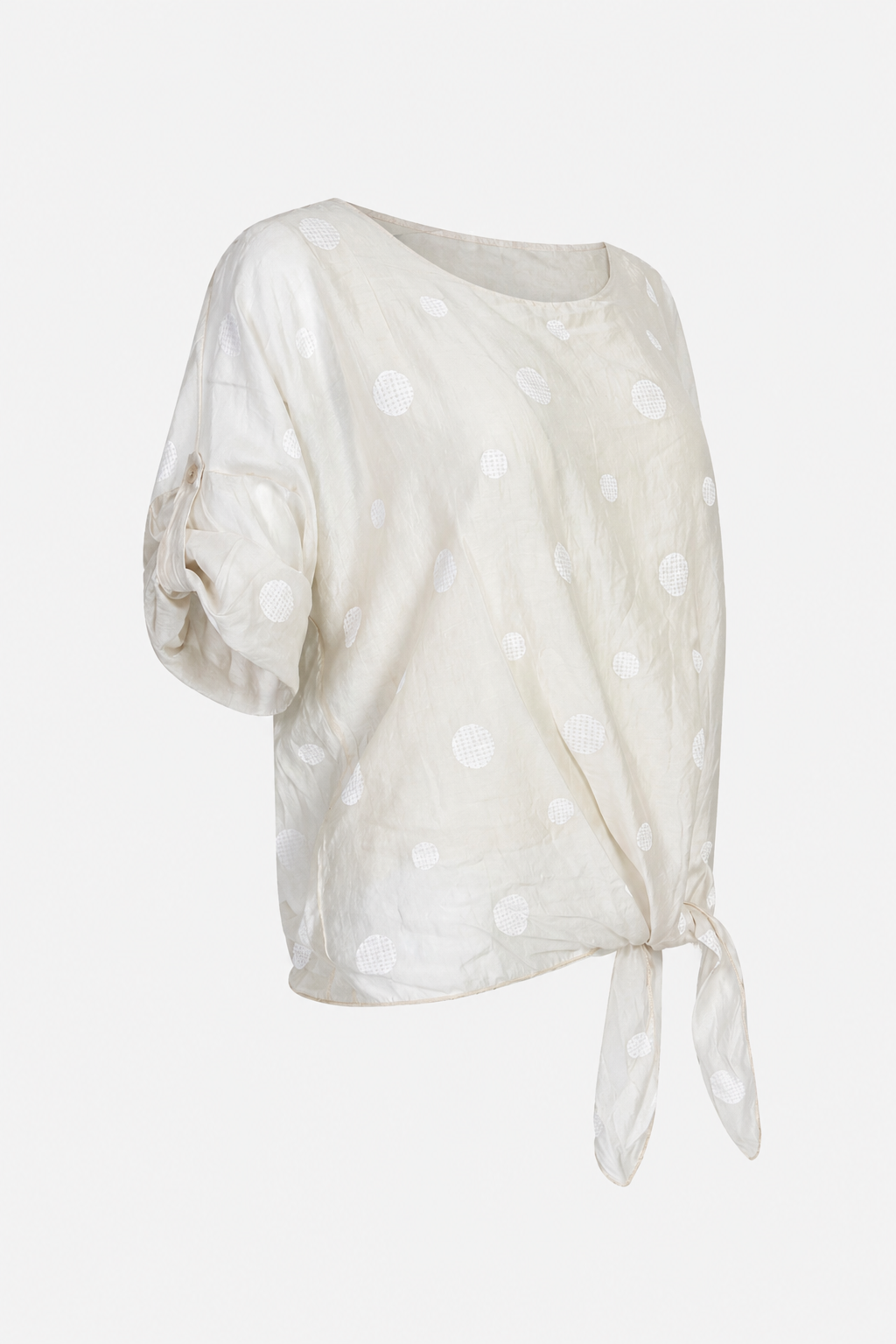 Дамска блуза с връзка и десен на точки от тенсел – Summer Dot