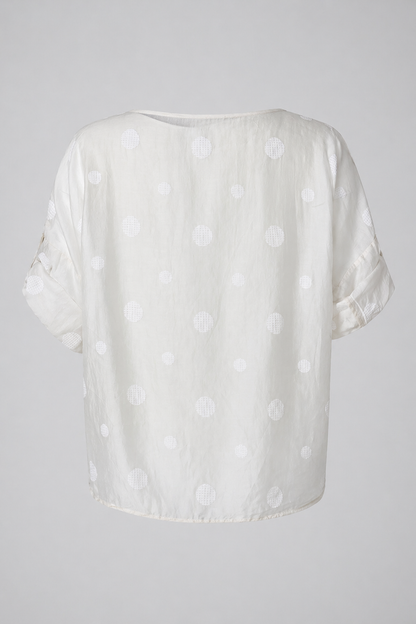 Дамска блуза с връзка и десен на точки от тенсел – Summer Dot