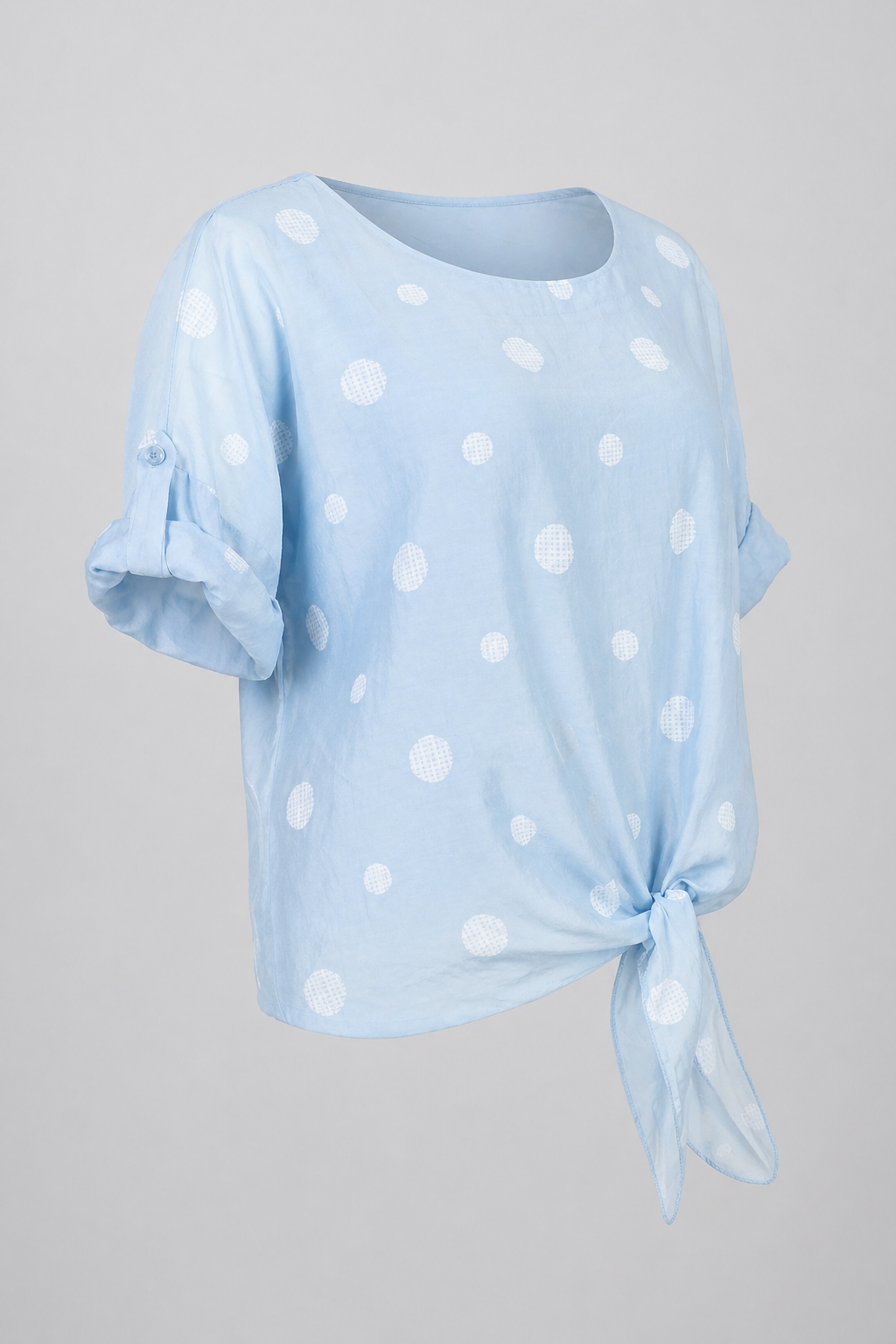 Дамска блуза с връзка и десен на точки от тенсел – Summer Dot