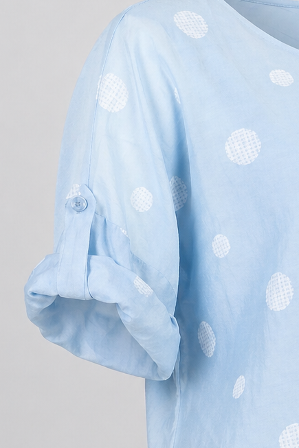 Дамска блуза с връзка и десен на точки от тенсел – Summer Dot