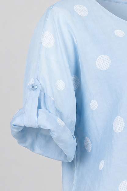 Дамска блуза с връзка и десен на точки от тенсел – Summer Dot