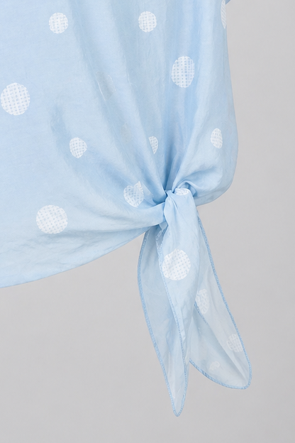 Дамска блуза с връзка и десен на точки от тенсел – Summer Dot