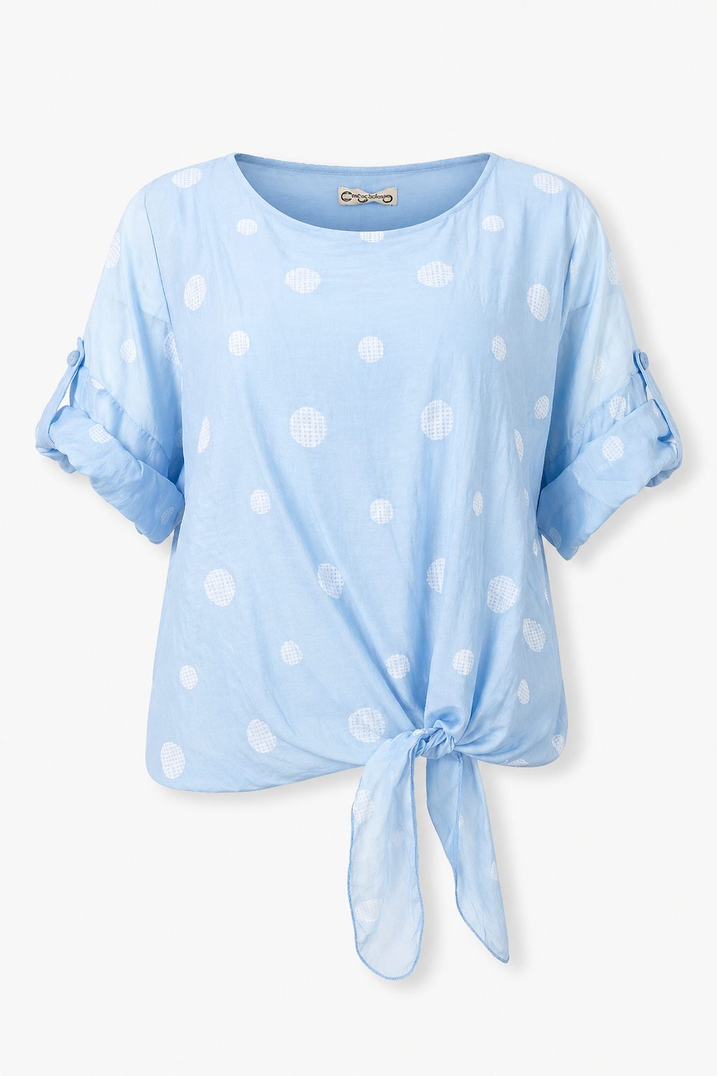 Дамска блуза с връзка и десен на точки от тенсел – Summer Dot