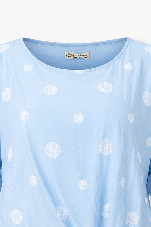 Дамска блуза с връзка и десен на точки от тенсел – Summer Dot