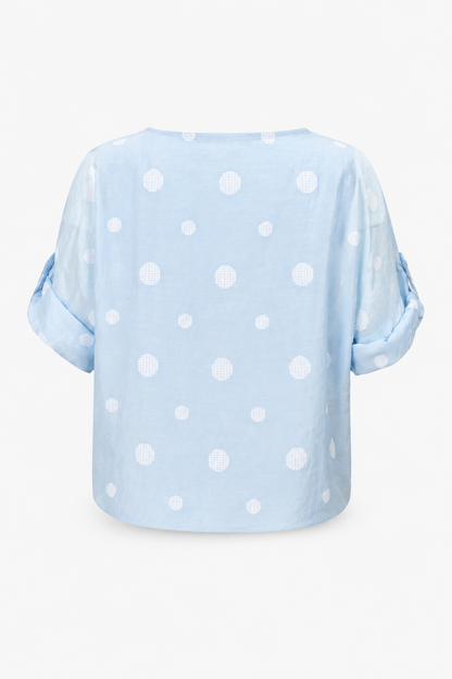 Дамска блуза с връзка и десен на точки от тенсел – Summer Dot