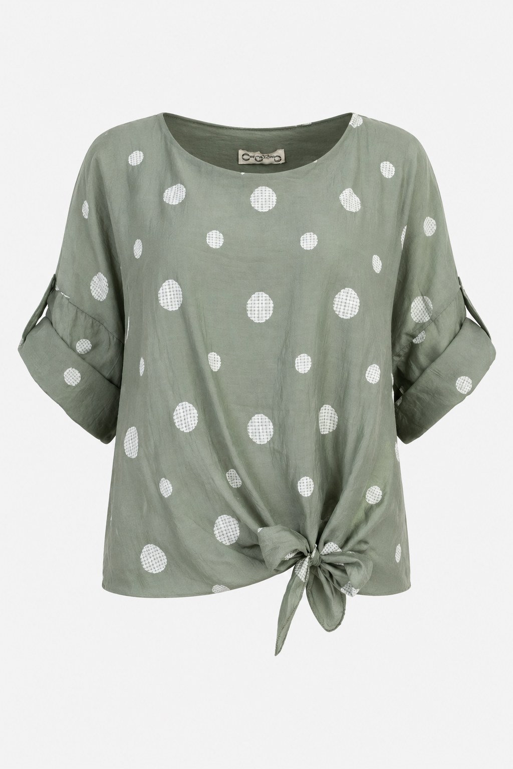 Дамска блуза с връзка и десен на точки от тенсел – Summer Dot