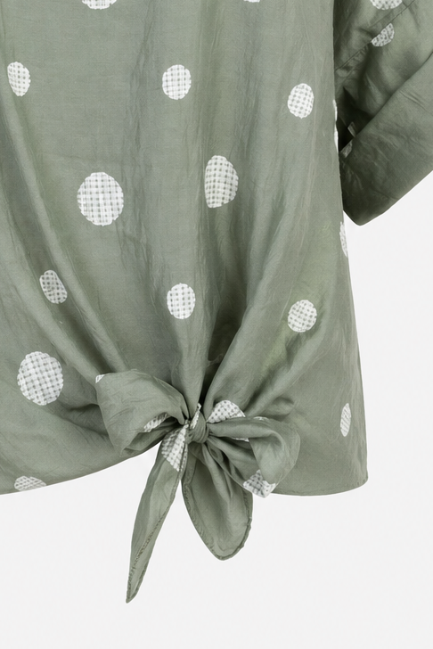 Дамска блуза с връзка и десен на точки от тенсел – Summer Dot